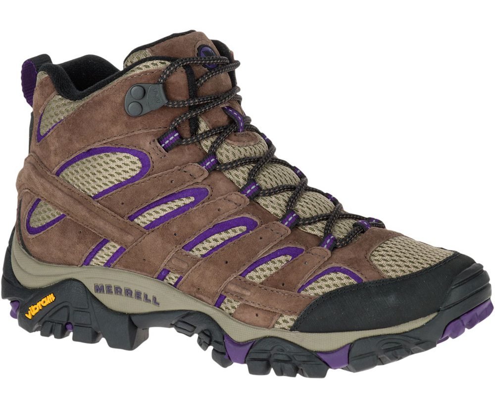 Merrell Boots Brown - Moab 2 Mid Ventilator Wide Width - Womens 93ERUCADK